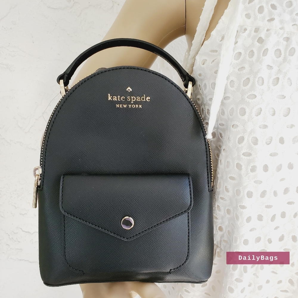 BEAUTIFUL KATE SPADE SCHUYLER MINI BACKPACK BLACK SAFFIANO PVC BAG